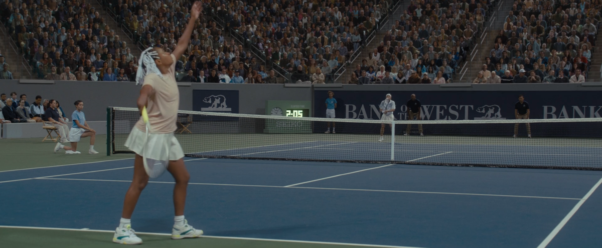 Venus Williams serving in King Richard
